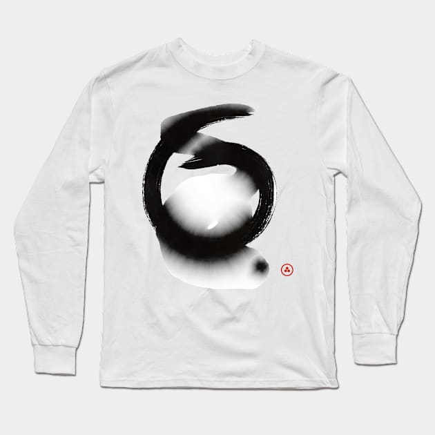 Zen Circle in Wet Ink Hitsuzendo Long Sleeve T-Shirt by drumweaver